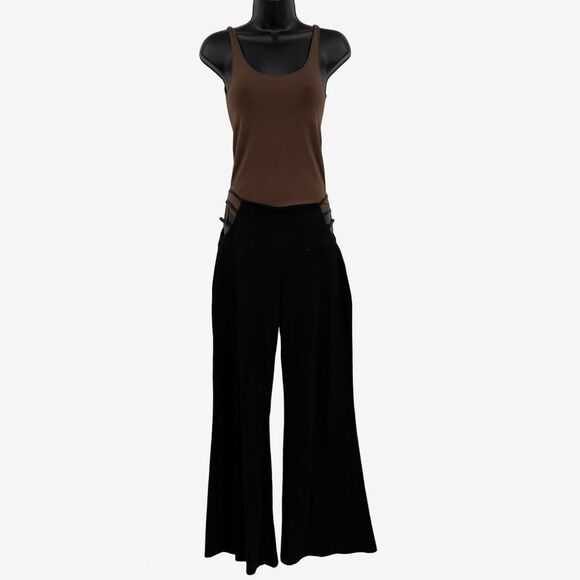 Princess Polly Side Cutout Wide Leg Flare Pull On Pants in Black | Size 8 - Picture 5 of 9